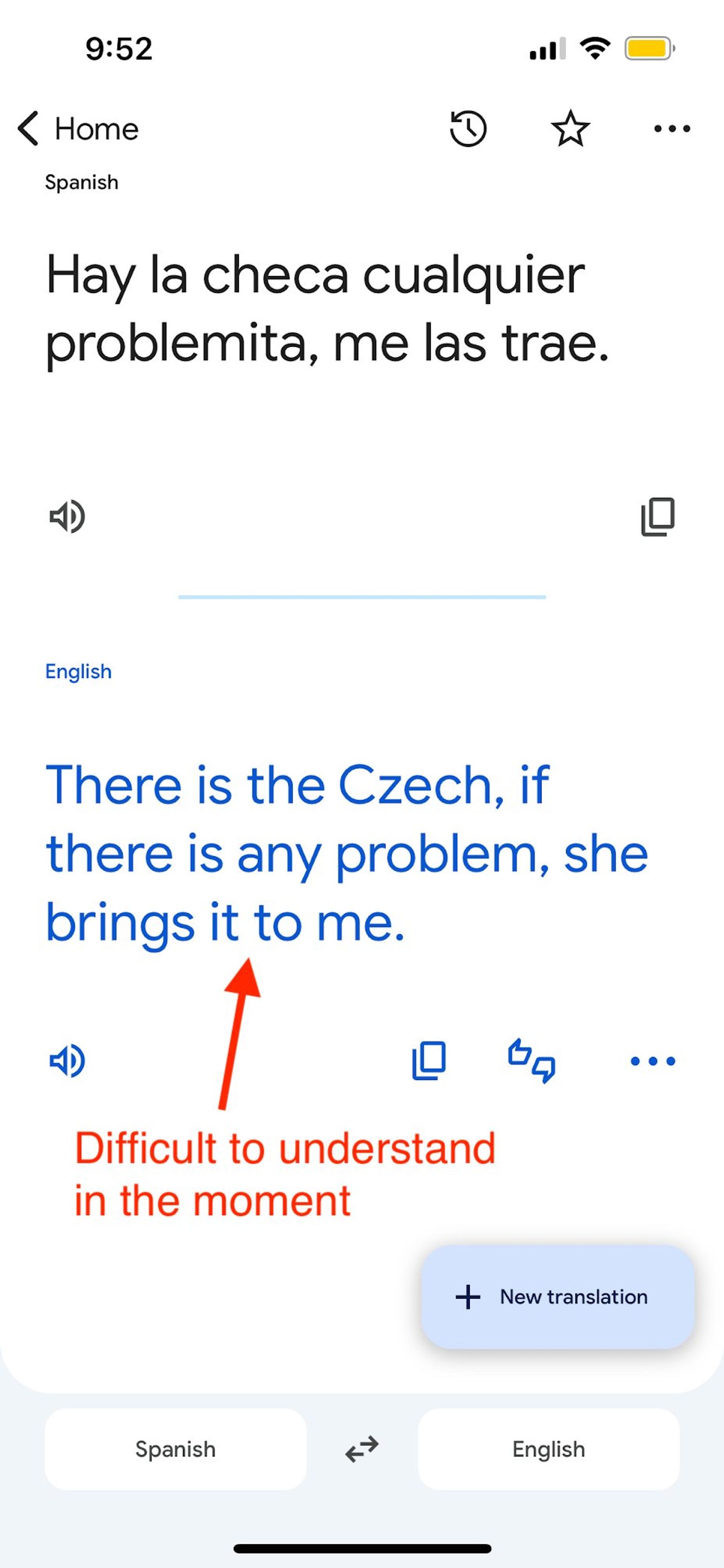 Google Translate's translation makes no sense.