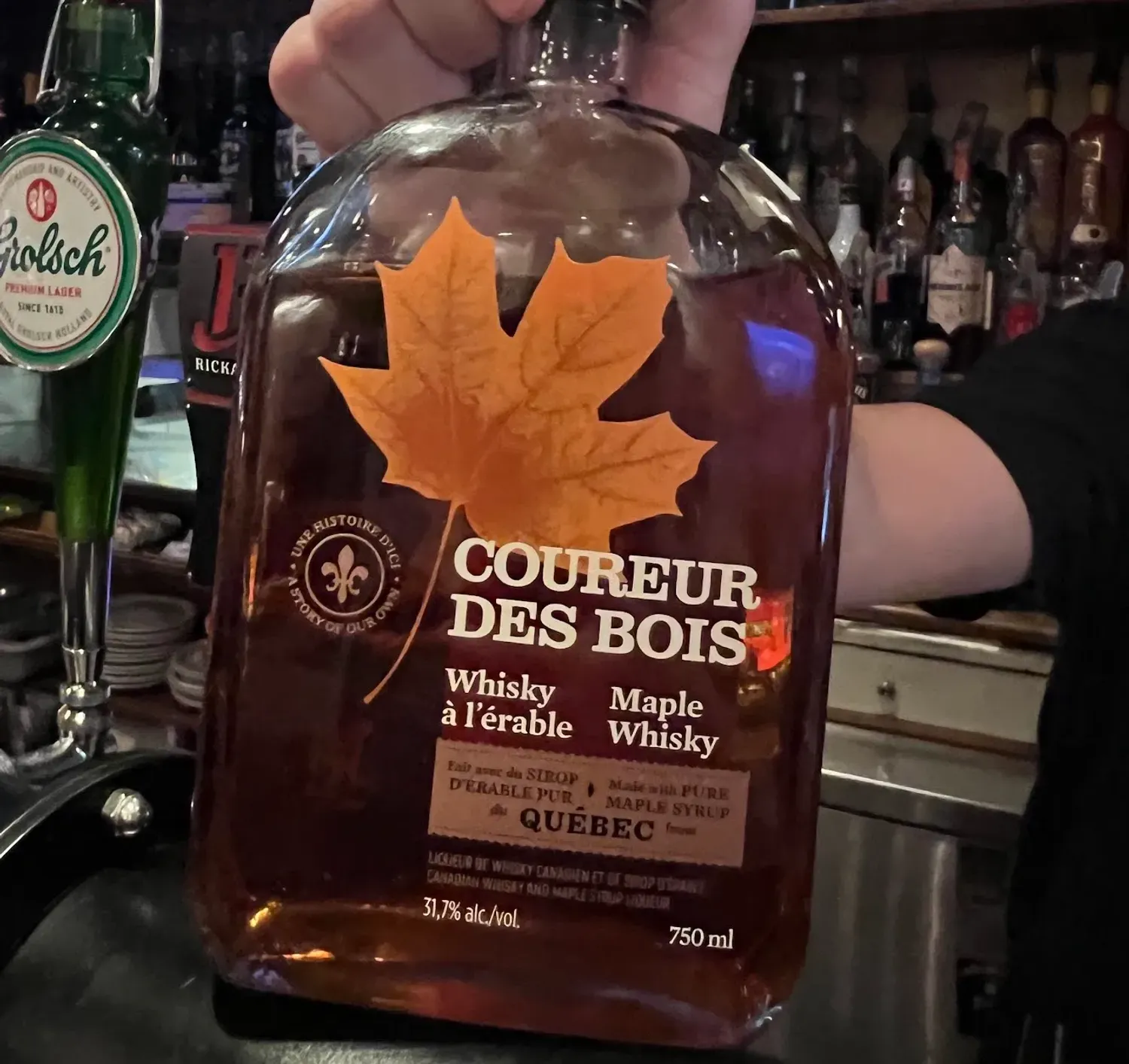 Bottle of maple whisky