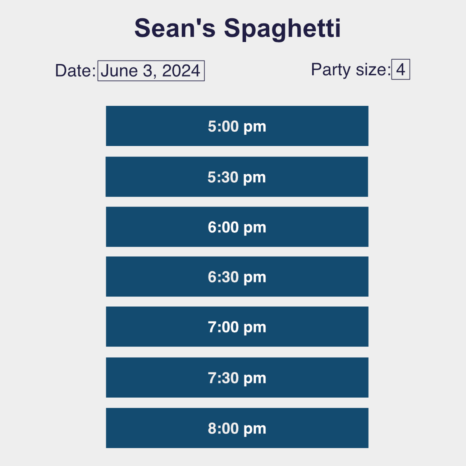 A simplified view of a restaurant reservation application.